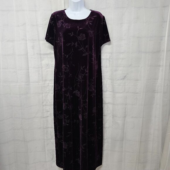 I.N. Studio Purple Velour Floral Glitter Maxi Dress Goth Romantic XL - Picture 10 of 10